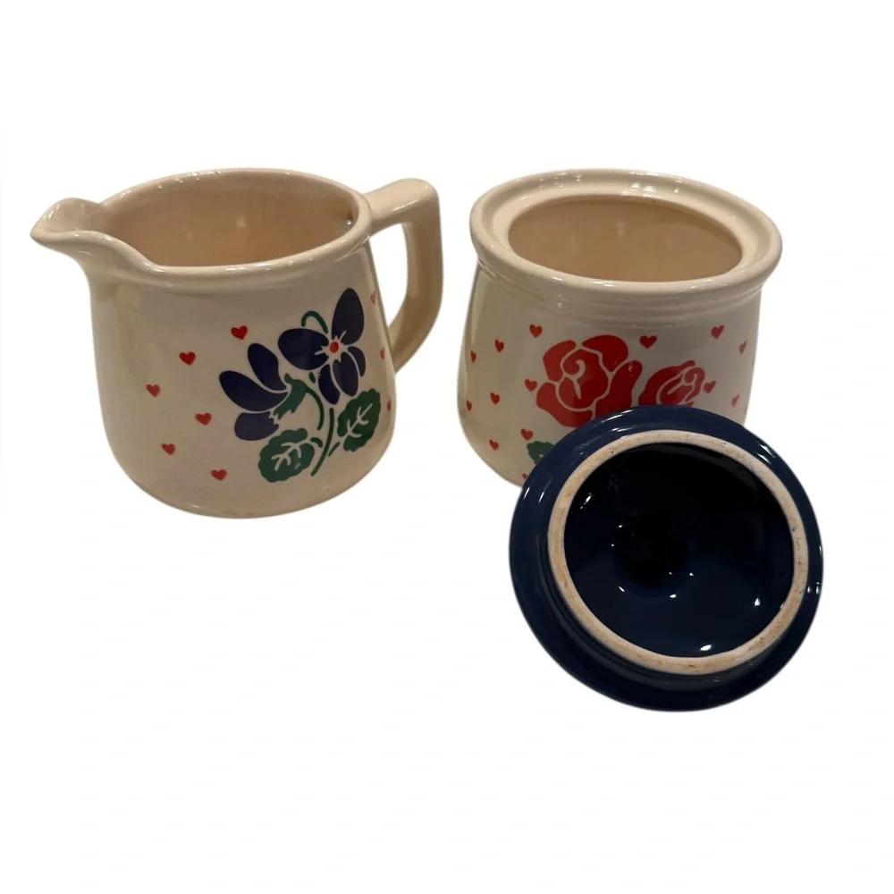 New Avenues “Violets are Blue”  Ceramic Creamer and Sugar Set Cottage Core 80’s